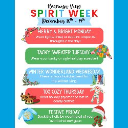 Hermosa View Spirit Week - December 15-19